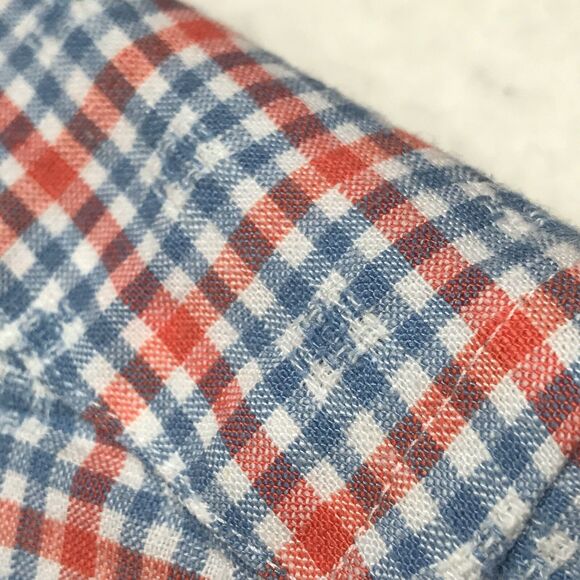 TWILLORY untuck(able) Twill Shirt Men XL Pastel Orange Blue Plaid Linen - Picture 6 of 16